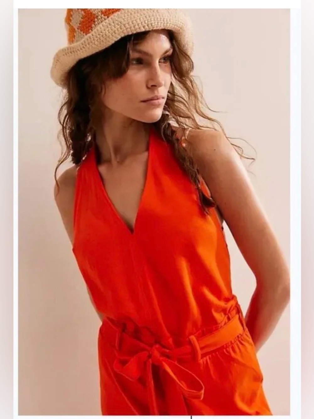 Free People S NWT Randi Midi Beach Dress Tangerine Tango Small Orange - Picture 3 of 5